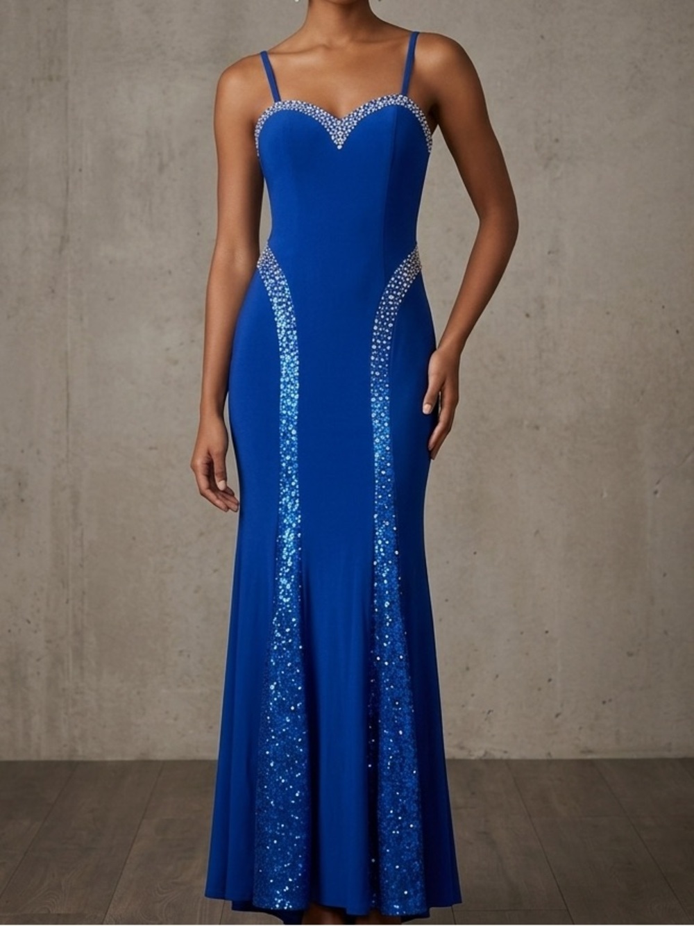 Embelished Royal Blue Evening Gown